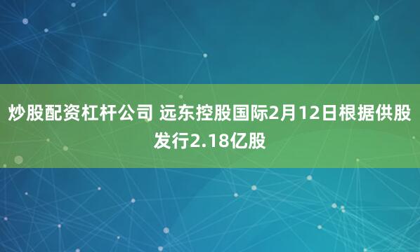 炒股配资杠杆公司 远东控股国际2月12日根据供股发行2.18亿股