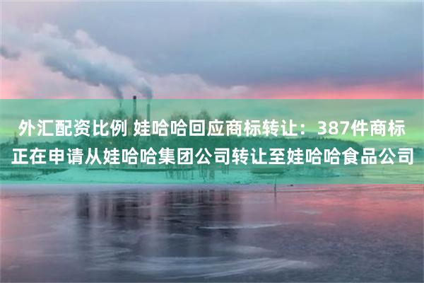 外汇配资比例 娃哈哈回应商标转让：387件商标正在申请从娃哈哈集团公司转让至娃哈哈食品公司