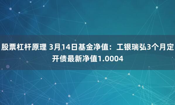 股票杠杆原理 3月14日基金净值：工银瑞弘3个月定开债最新净值1.0004